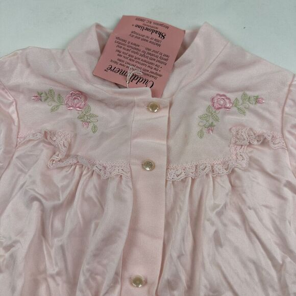 NWT VTG Shadowline Cuddlemere Nylon Pajama Top Sz 34 Pink Floral Embroidery - Picture 4 of 11